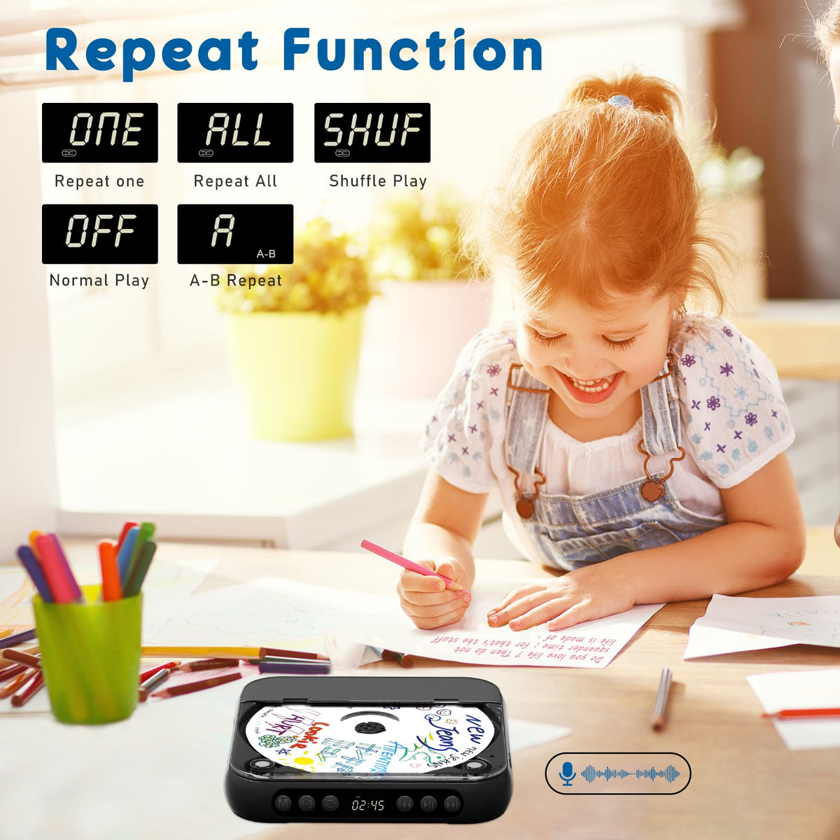 Black Portable Bluetooth CD Player O674591