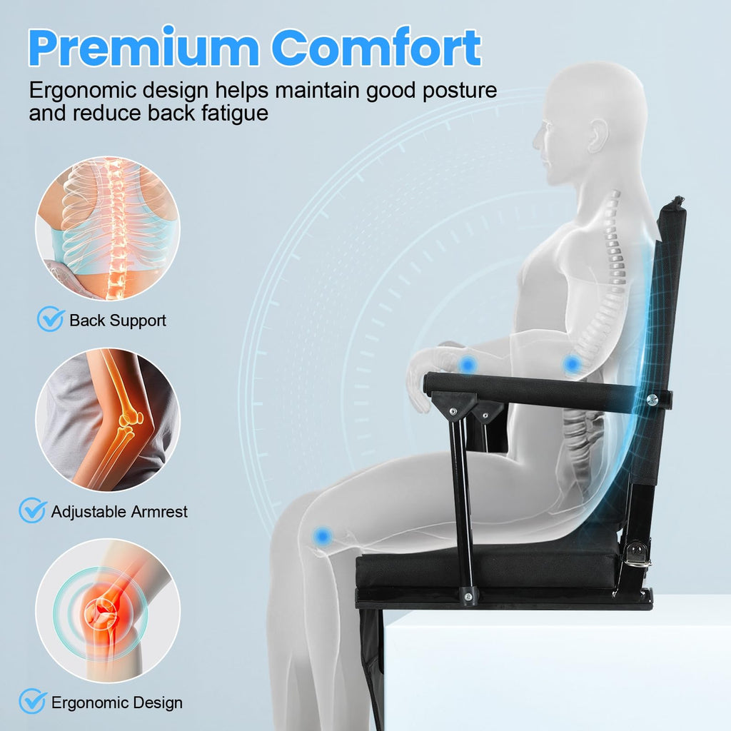 2 Pcs Folding Stadium Seat with Back Support and Cushion B8747