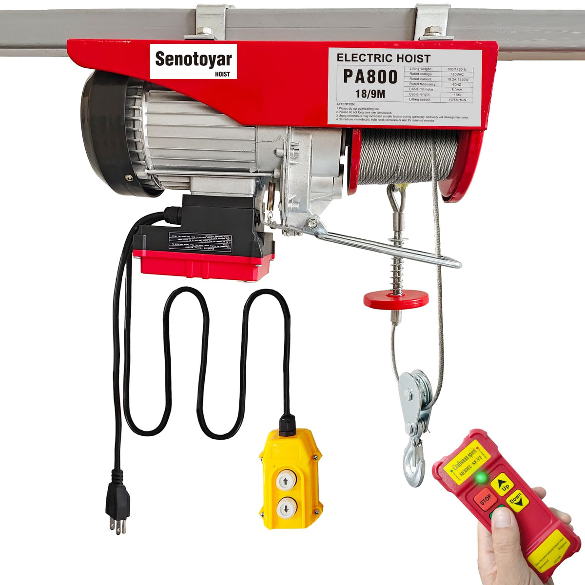 1760lbs Electric Hoist Winch with Wireless Control L4328