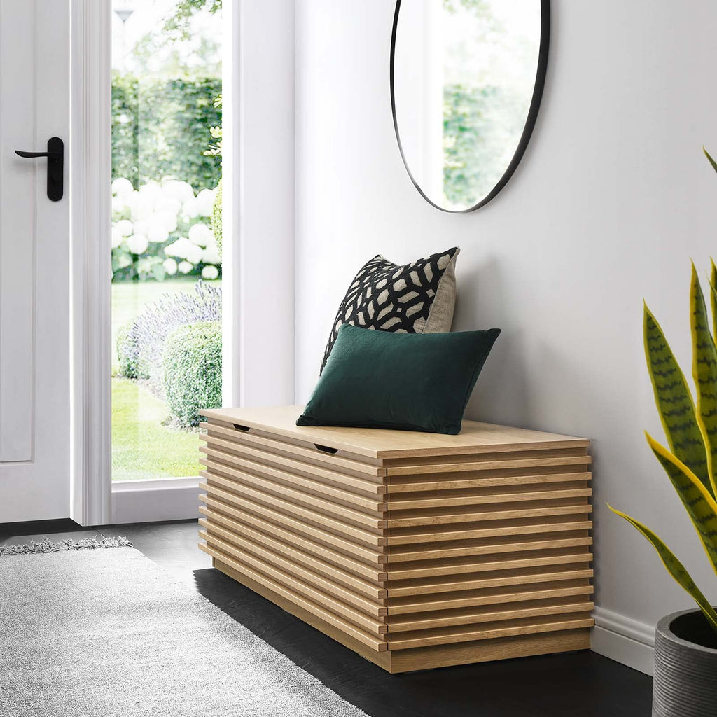 Oak Wood Grain Storage Bench P369