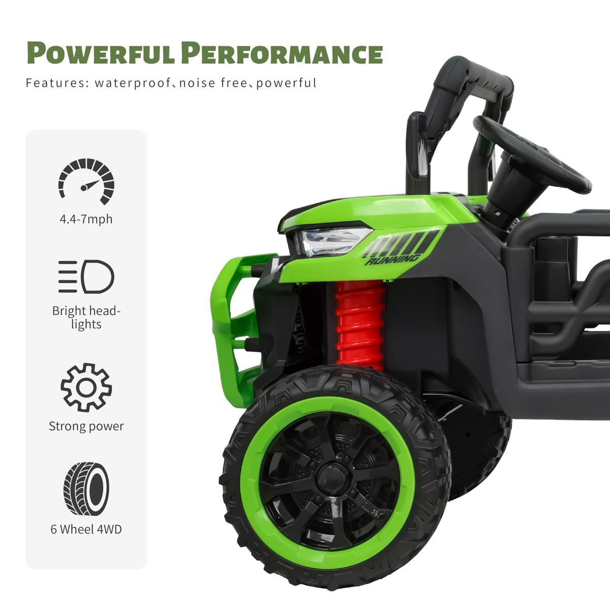 24V 2 Seater 6x6 Electric Ride On Dump Truck with Remote Control, Green R39458