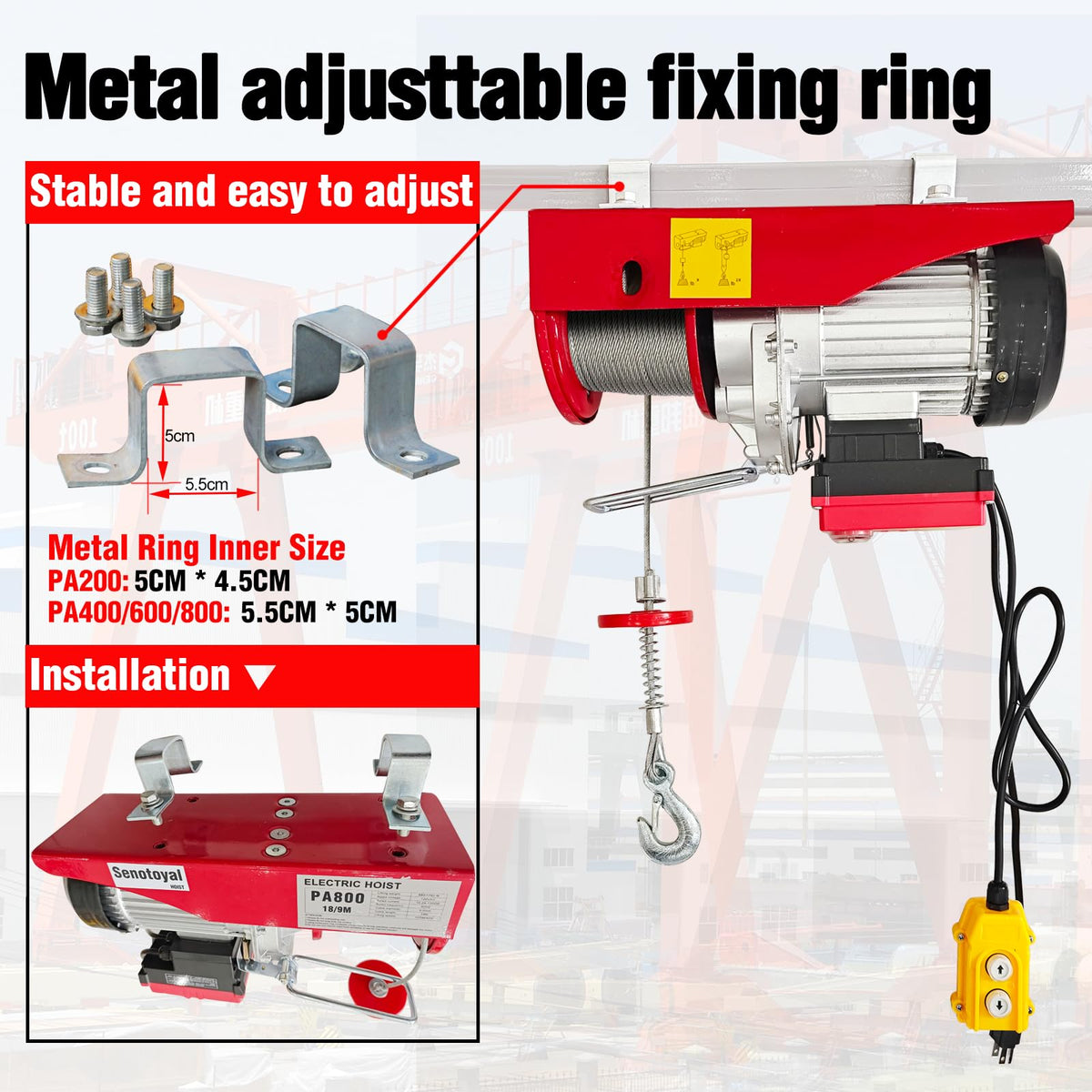 1760lbs Electric Hoist Winch with Wireless Control L4328