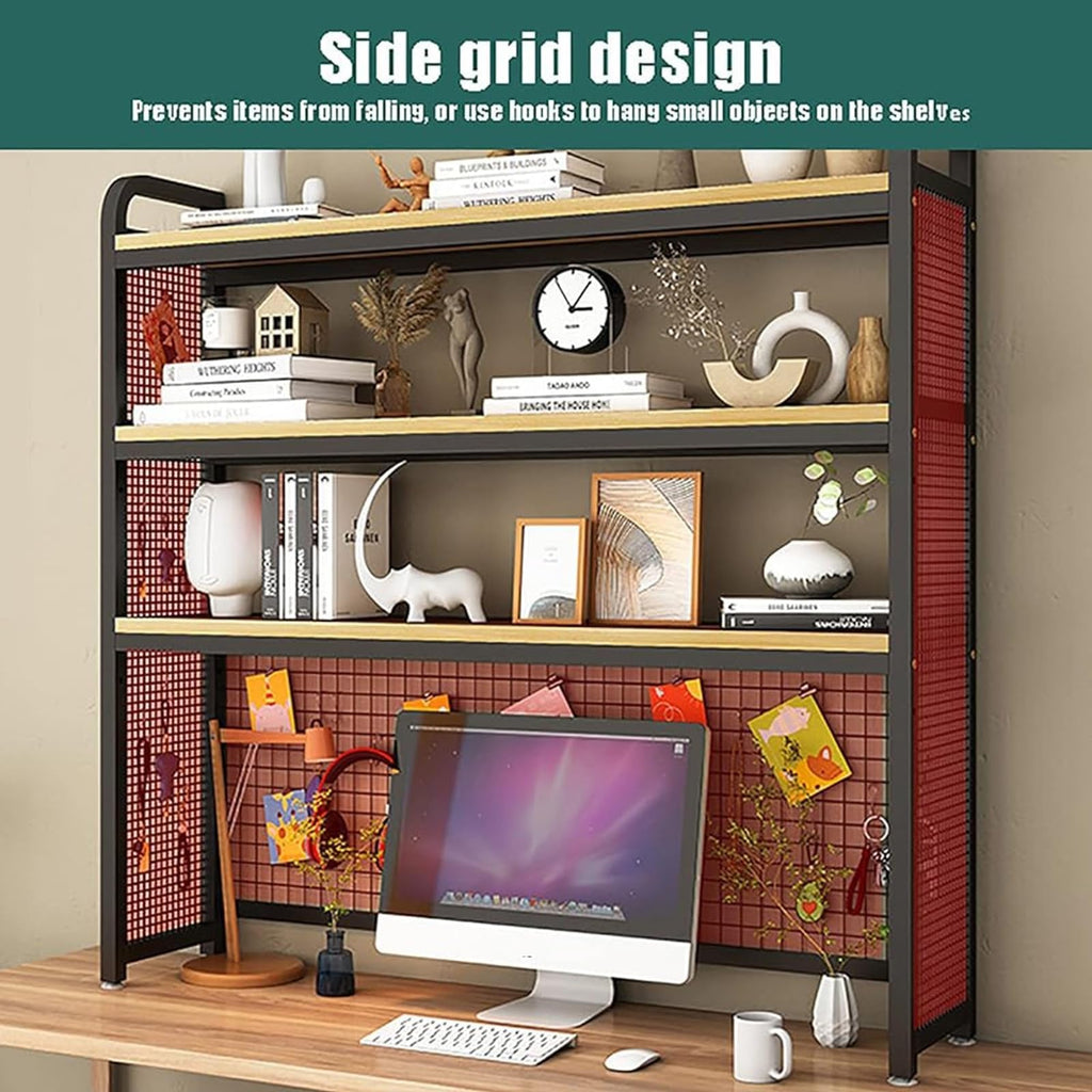 Adjustable 3-Tier Wooden Desktop Bookshelf Organizer Rack D600