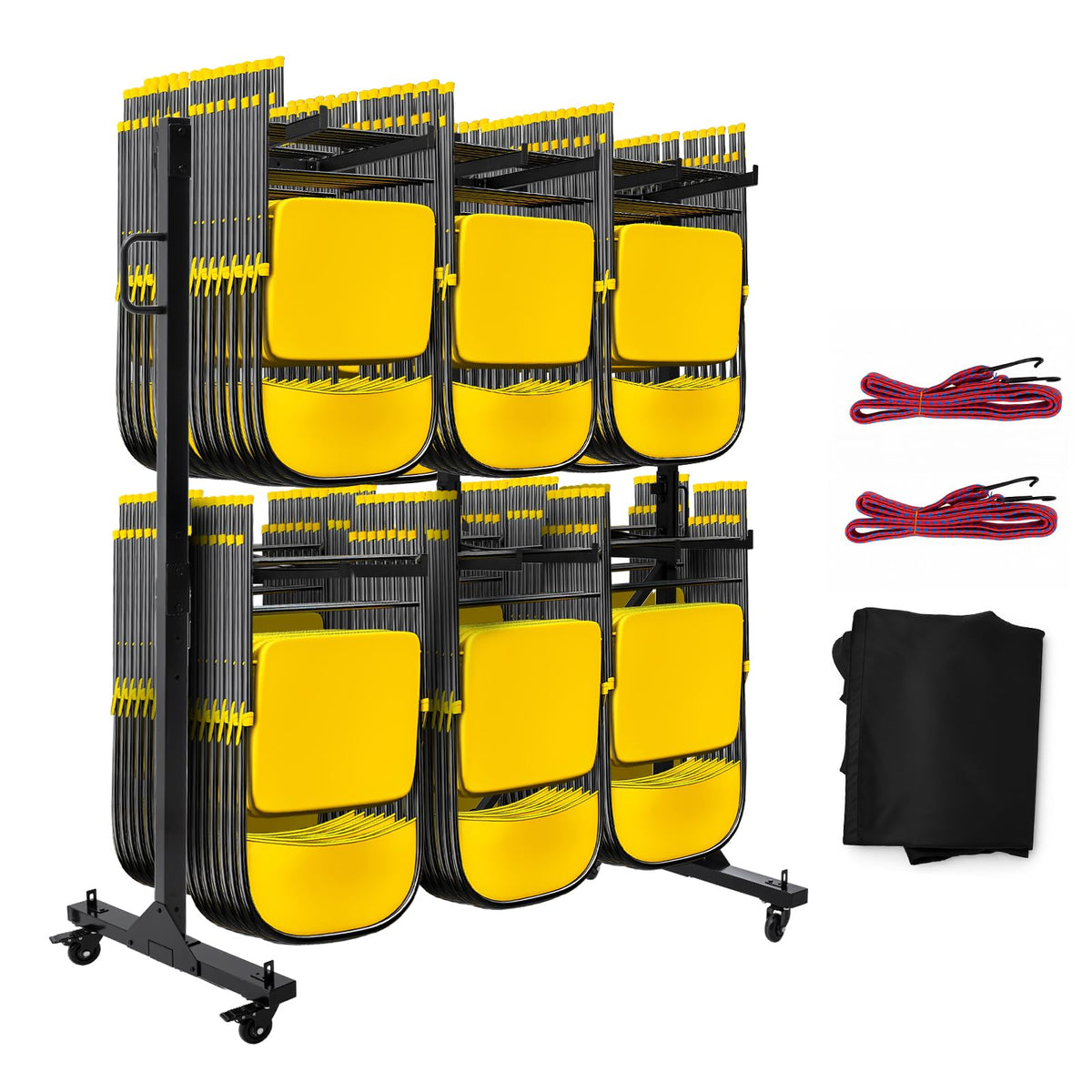 2-Tier Heavy Duty Folding Chair Cart with Wheels G147074