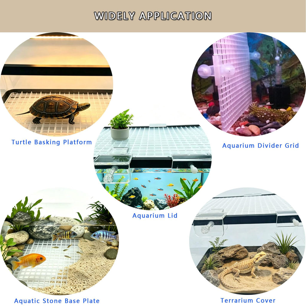 Aquarium Cover Kit 6 Customizable Plastic Grid Lid with Clips T6412