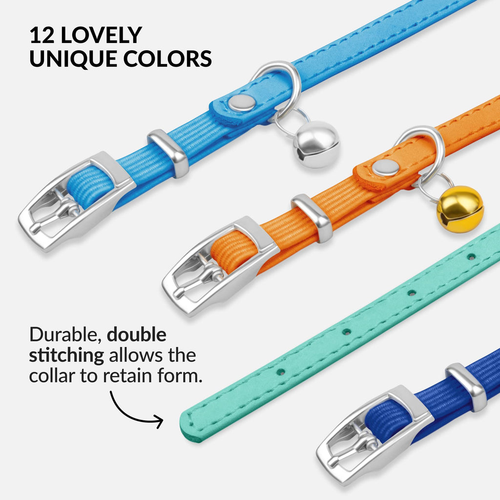Soft Leather Cat Collar with Safety Elastic Strap R98315
