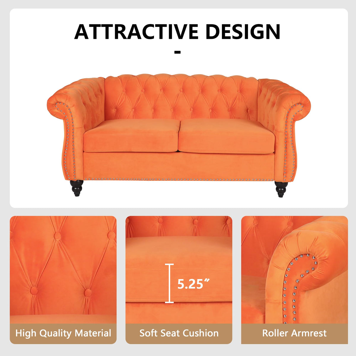 Tufted Velvet 2 Seater Sofa B258