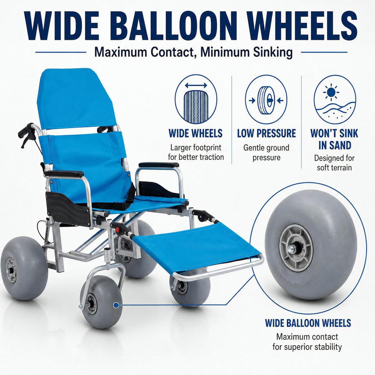 Beach Wheelchair with Balloon Tires W7372