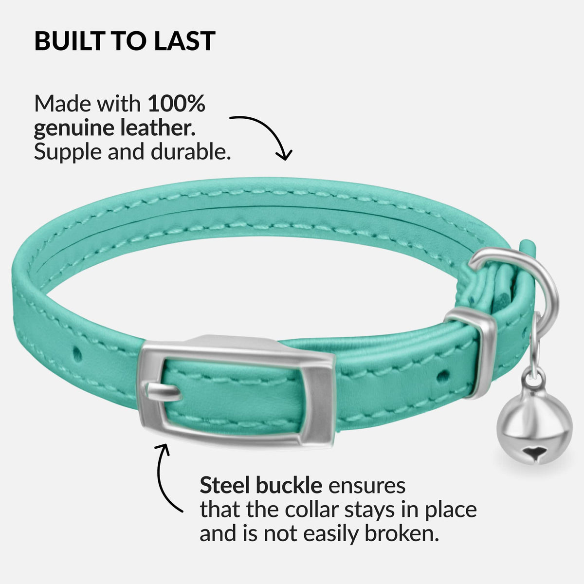 Soft Leather Cat Collar with Safety Elastic Strap R98315