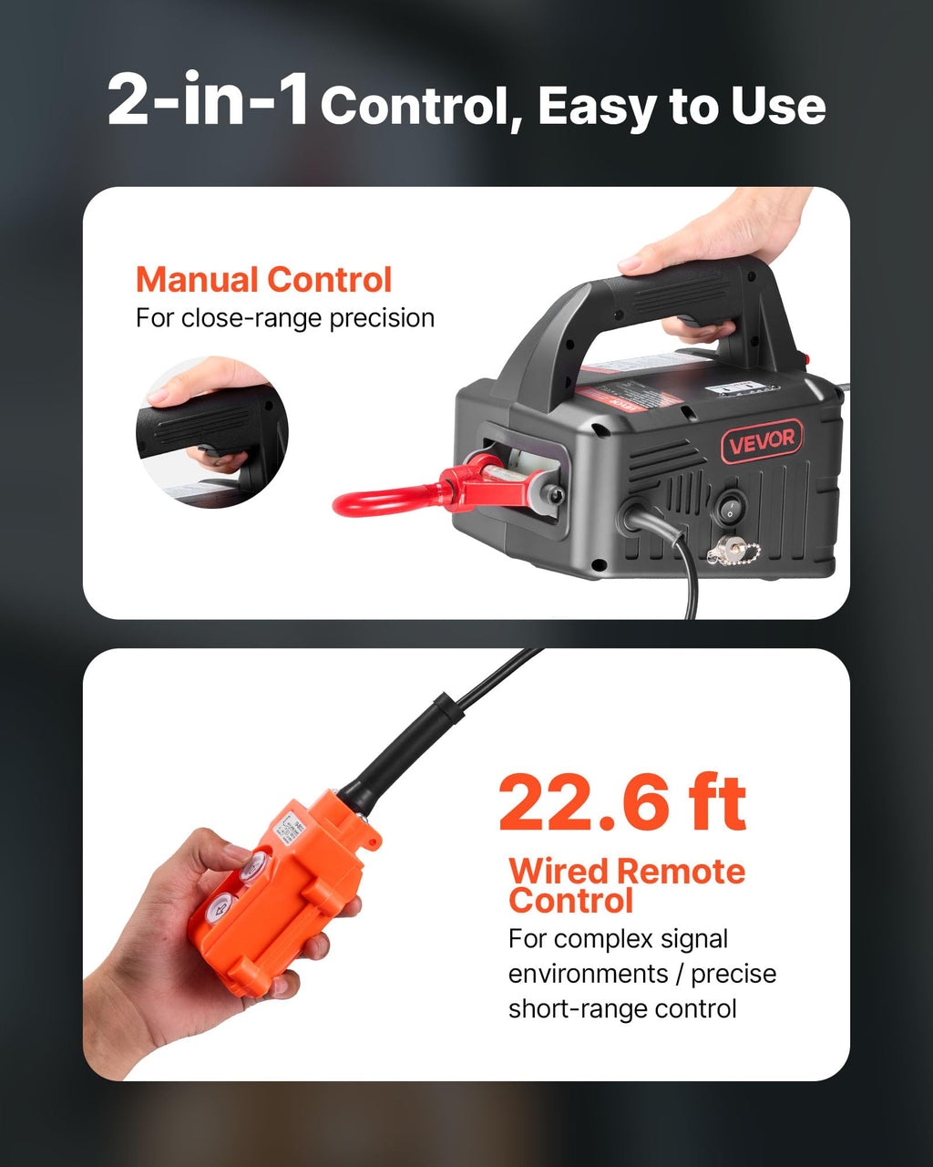 1100 lbs 1500W Electric Hoist Winch with Wired Remote Control N718