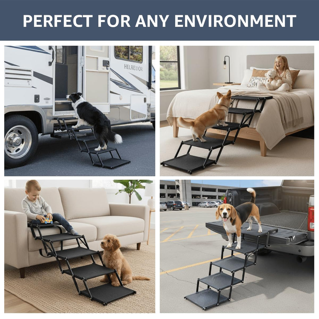 Foldable Dog Stairs 5 Steps Non-Slip E64322