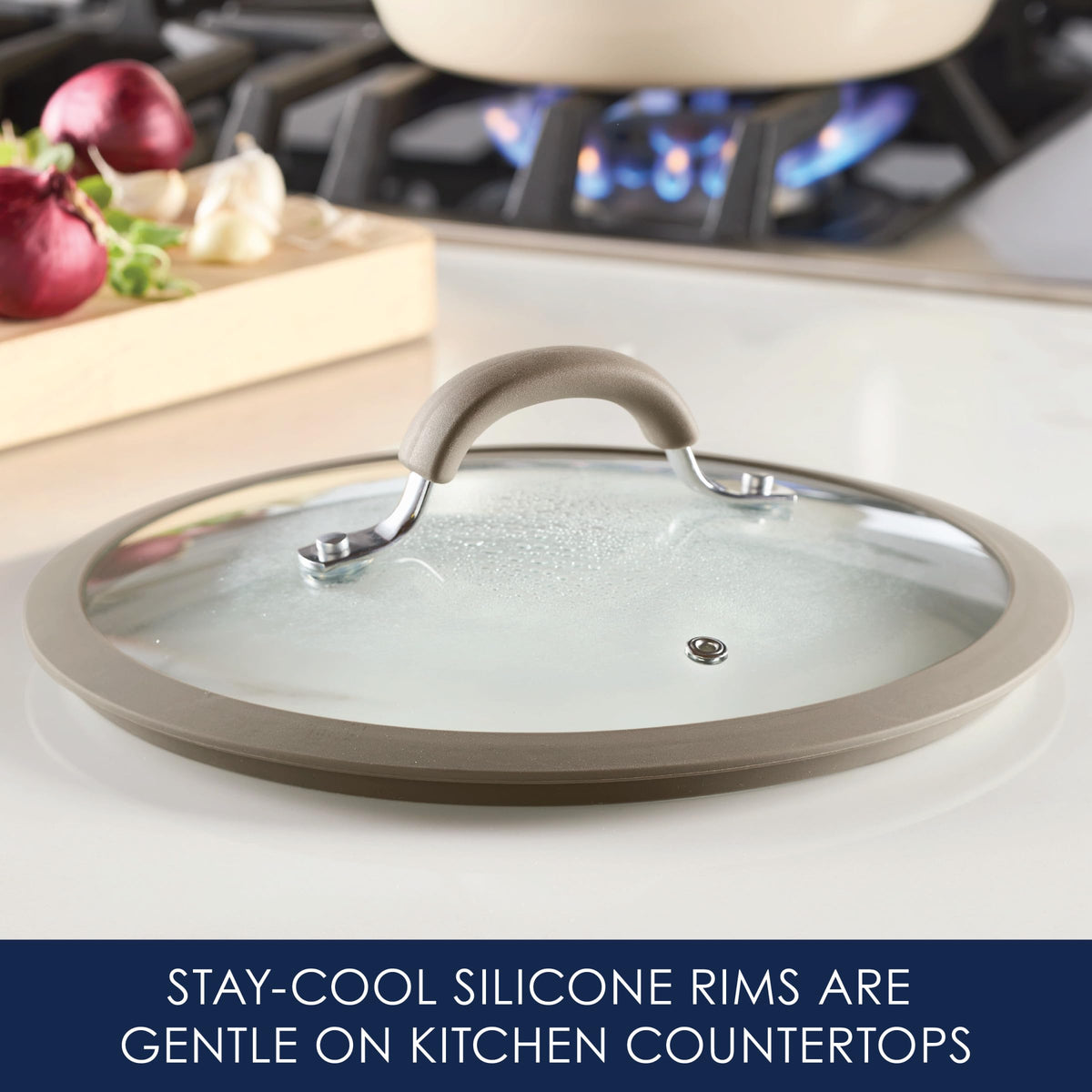 10-Inch Silicone-Rimmed Glass Lid D980
