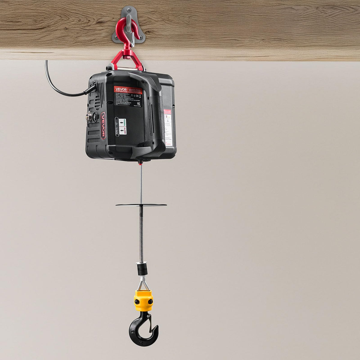 1100 lbs 1500W Electric Hoist Winch with Wired Remote Control N718