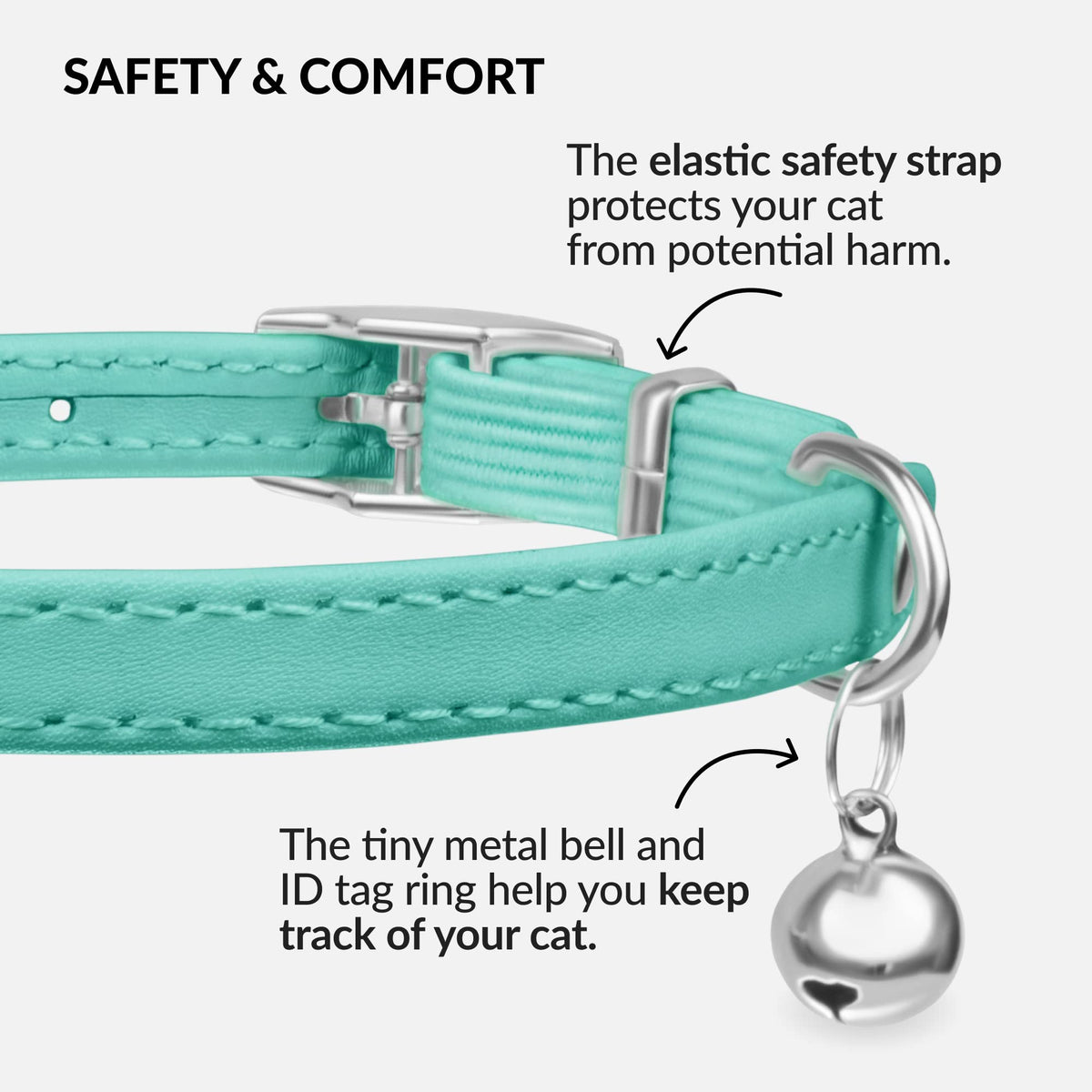 Soft Leather Cat Collar with Safety Elastic Strap R98315