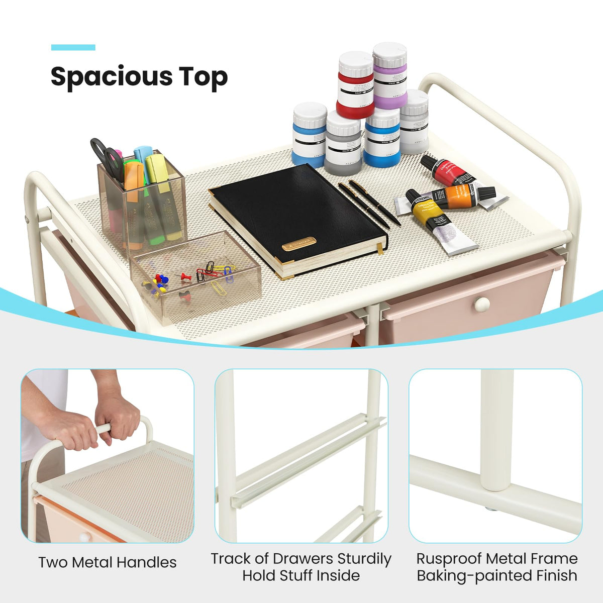 10 Drawer Rolling Storage Cart with Metal Frame M3282