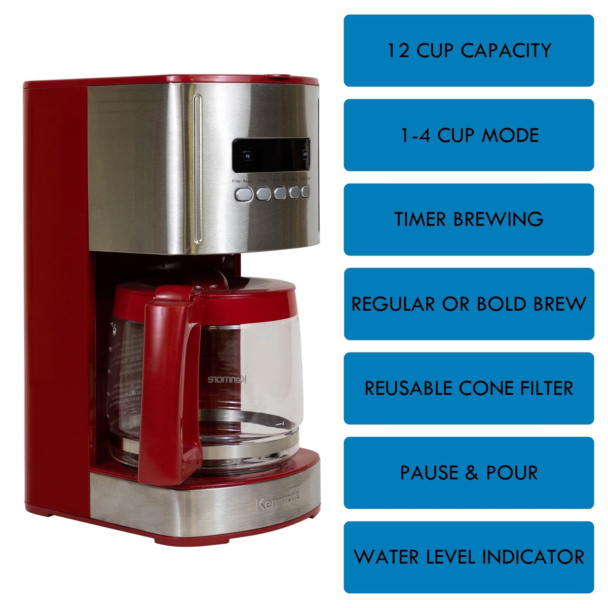 12 Cup Programmable Drip Coffee Maker with Glass Pot E1900