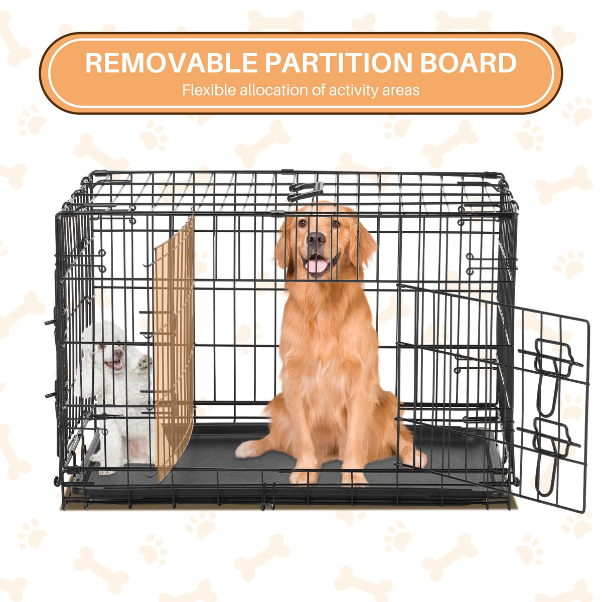 48 Inch Foldable Metal Dog Crate with Divider Panel M99639