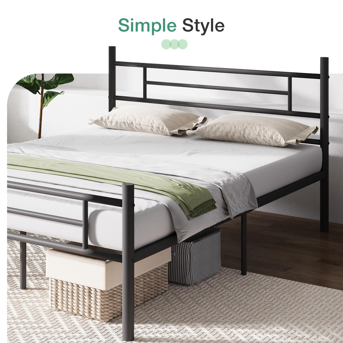 Full Size Metal Platform Bed Frame with Headboard and Footboard C8768