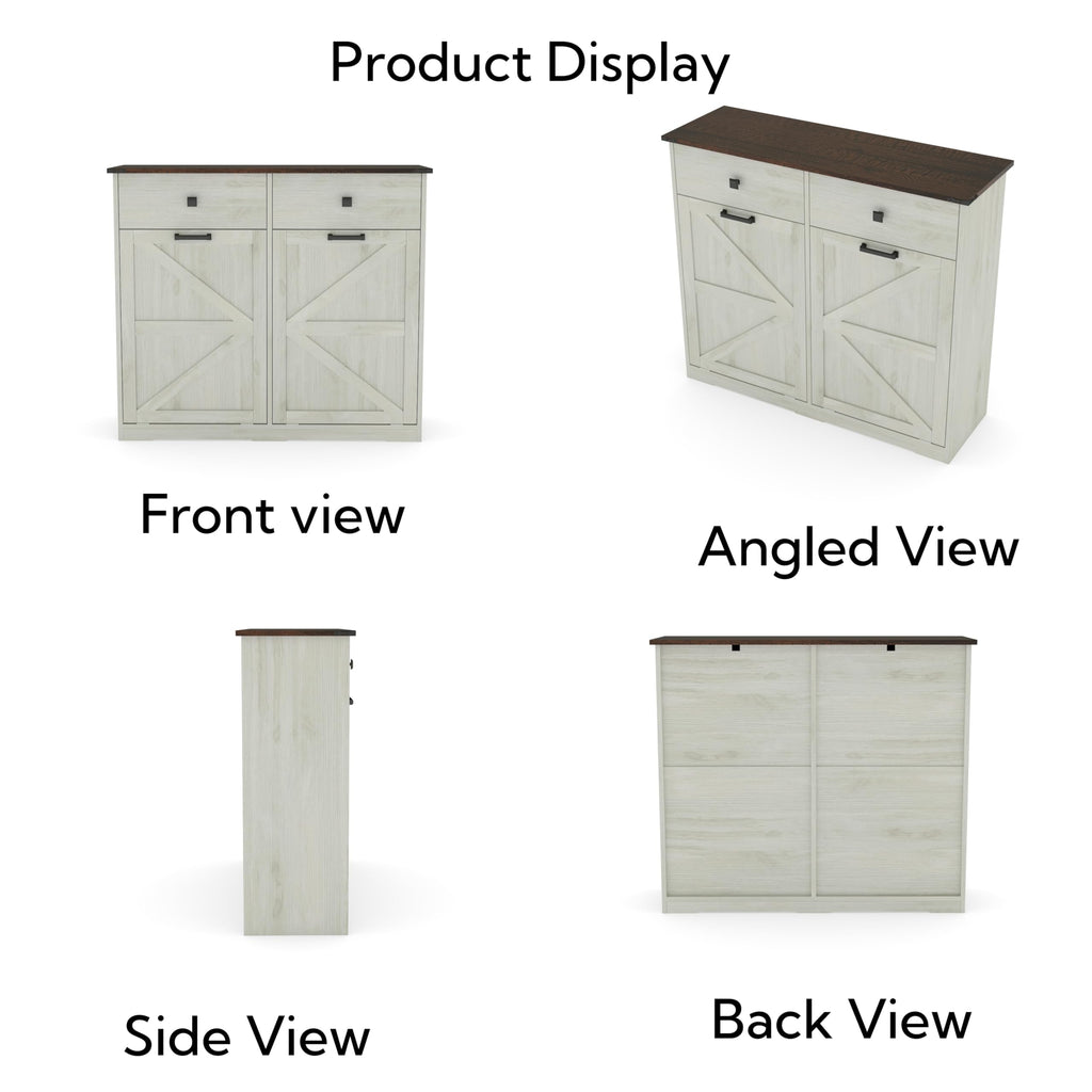 White Double Tilt Out Trash Can Cabinet E958