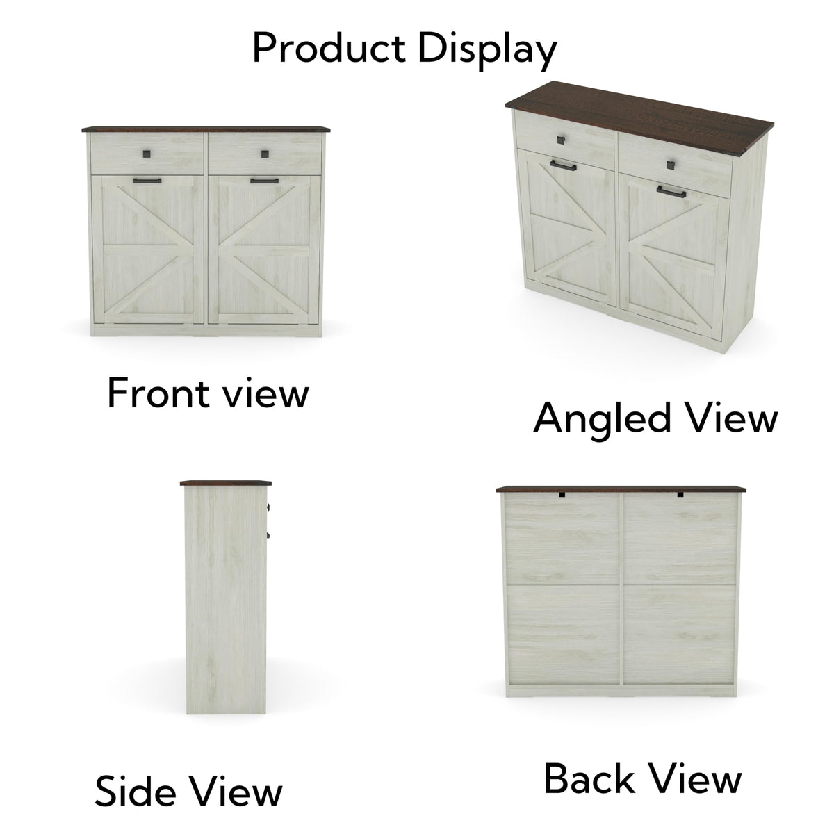 White Double Tilt Out Trash Can Cabinet E958