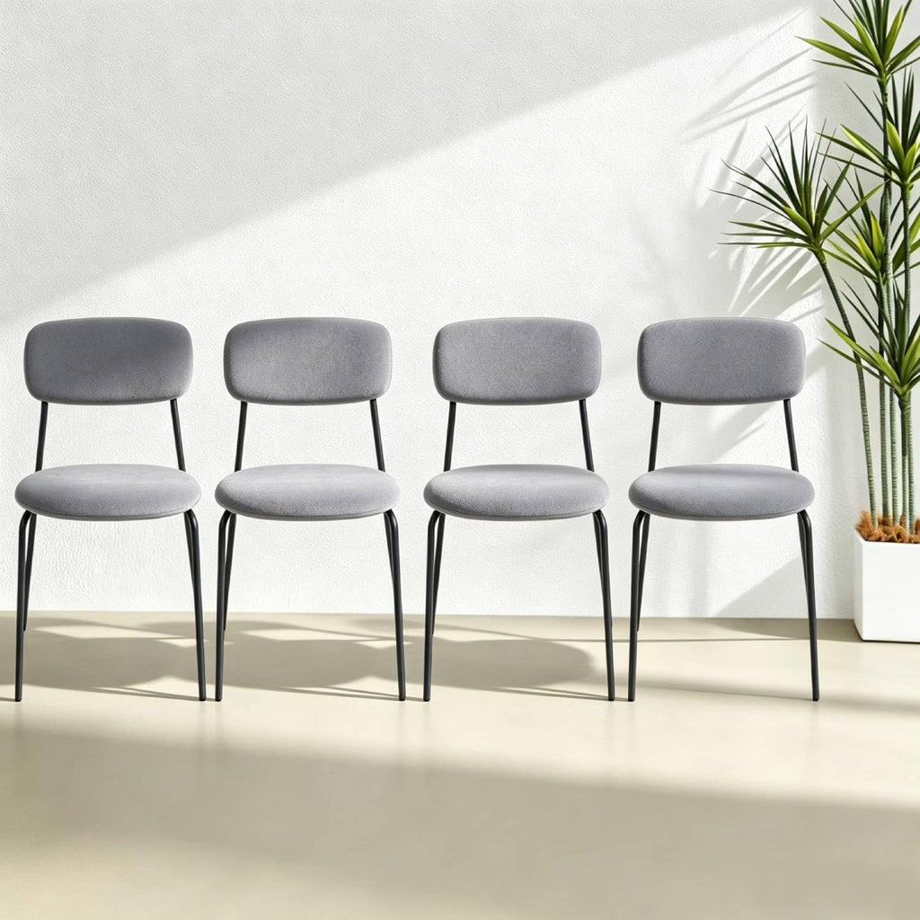 Grey Padded Stackable Chairs Set of 4 B7953