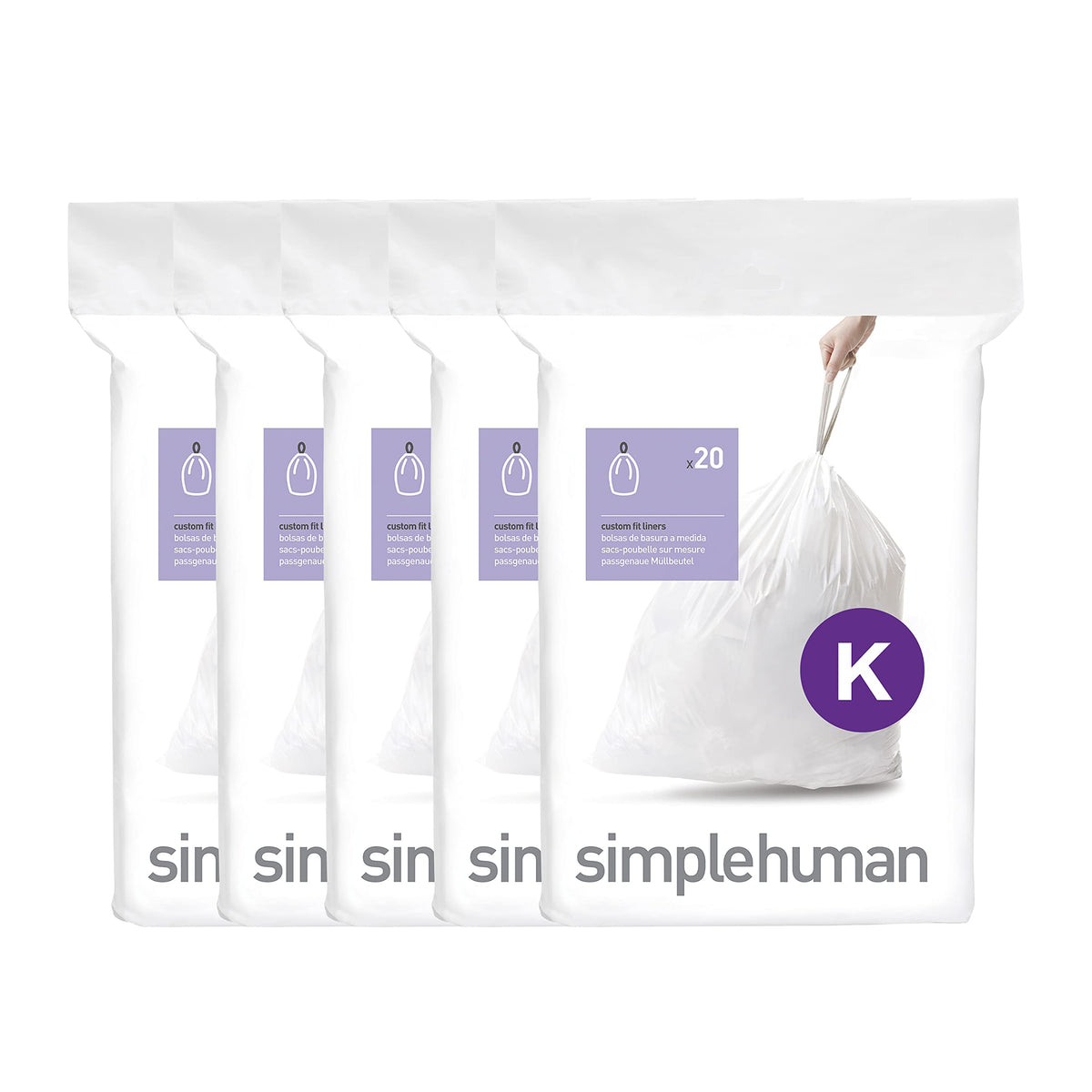 100 Count Drawstring Kitchen Trash Bags, 30-45 Liter, White L1445