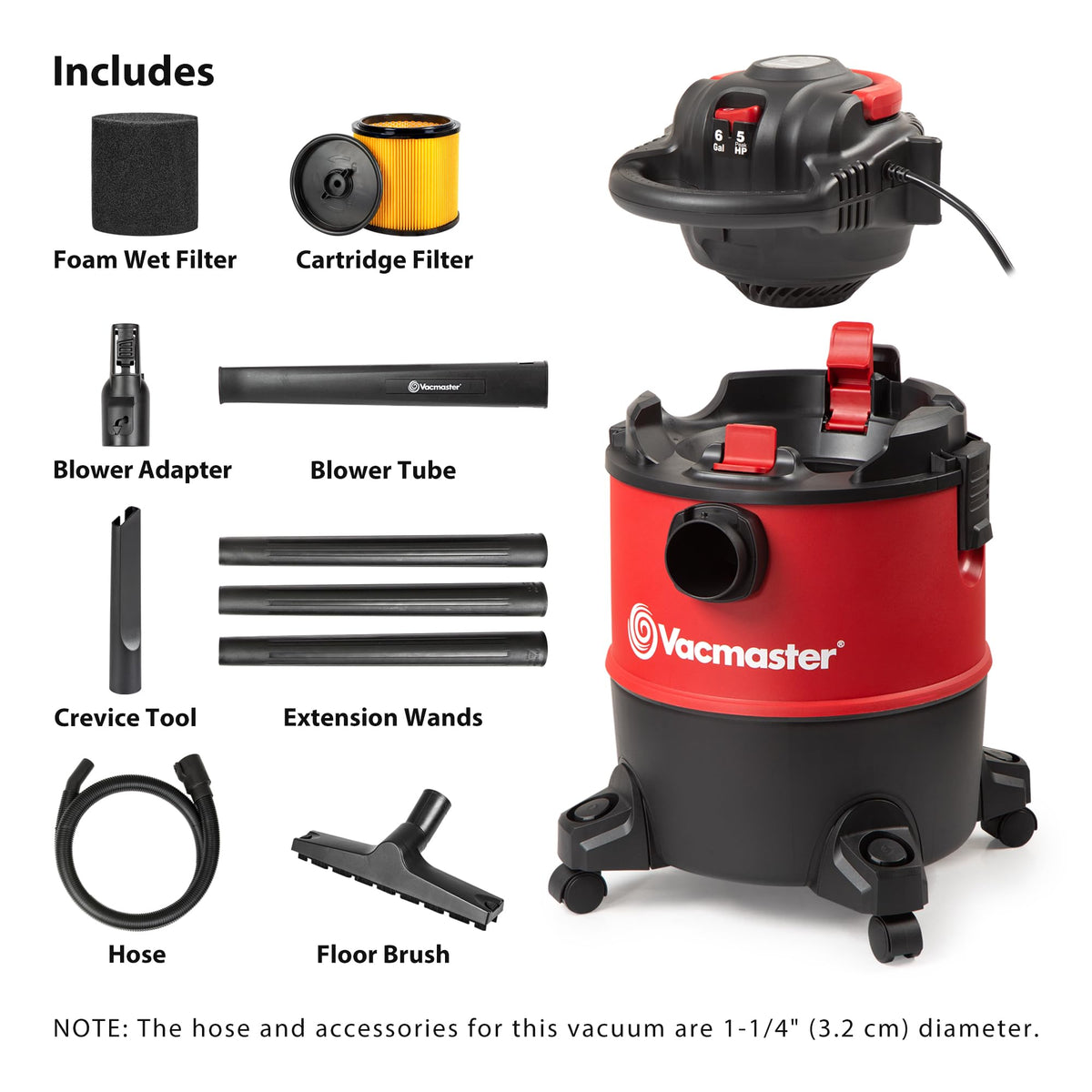 6 Gal Wet/Dry Vac with Detachable Blower U20318