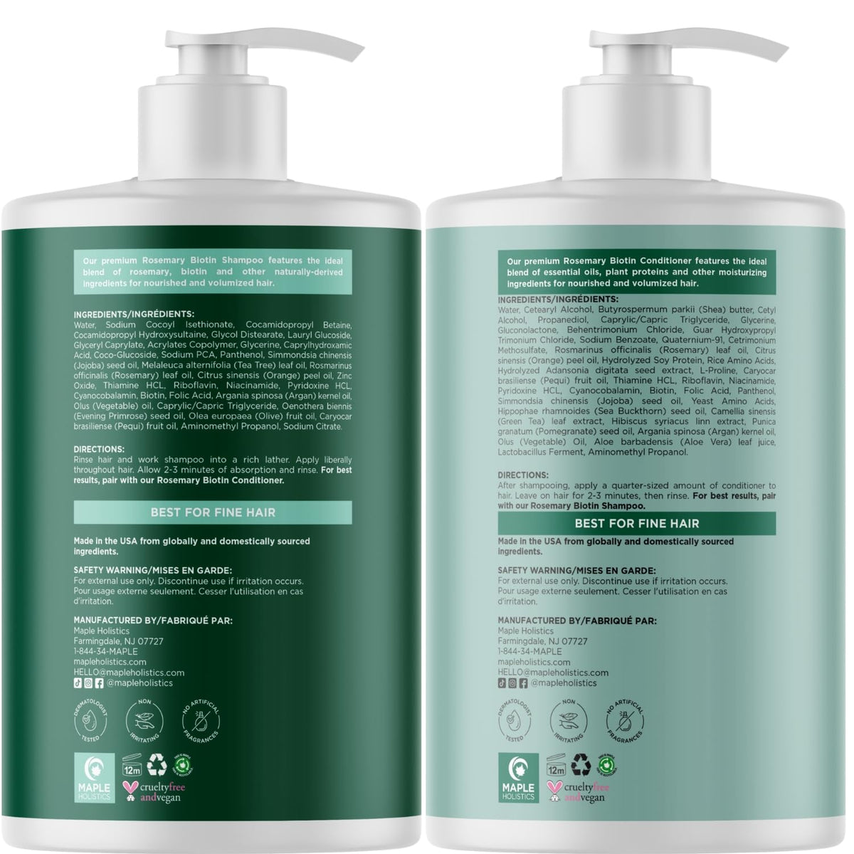 Biotin Rosemary Shampoo and Conditioner Set 32 Fl Oz Each I54891