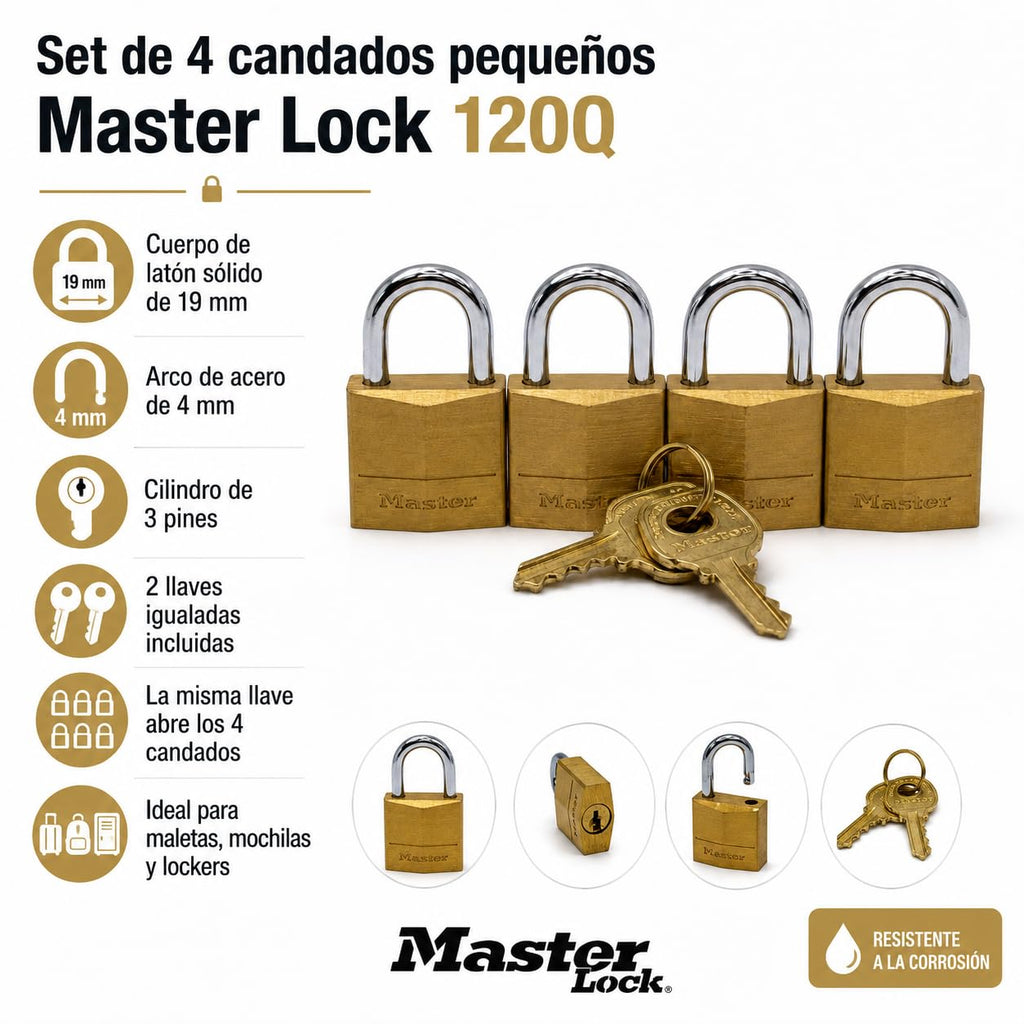 Solid Brass Padlock, 3/4 in. Wide G955