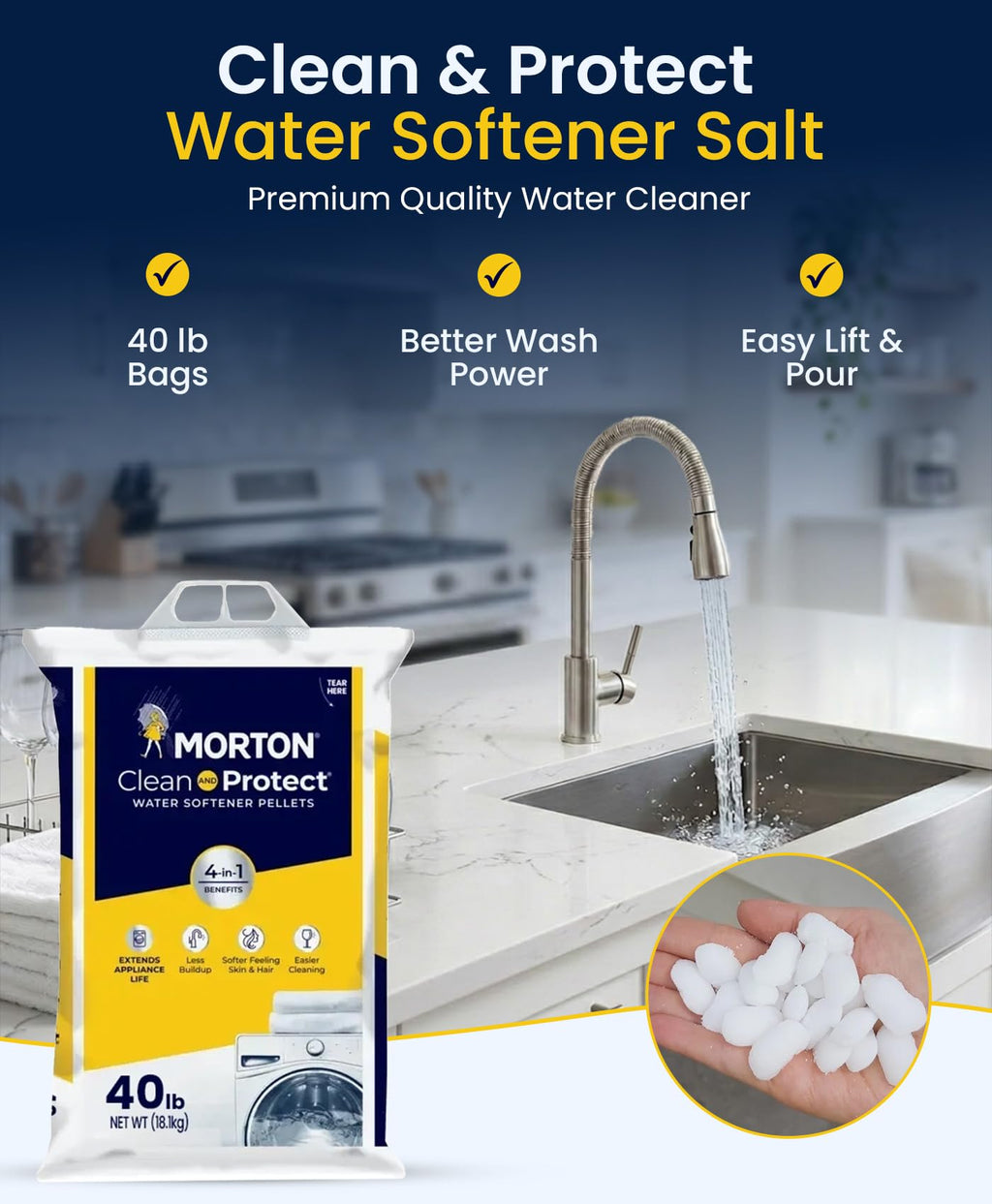Water Softener Salt Pellets 40 lb 4 Pack G98708