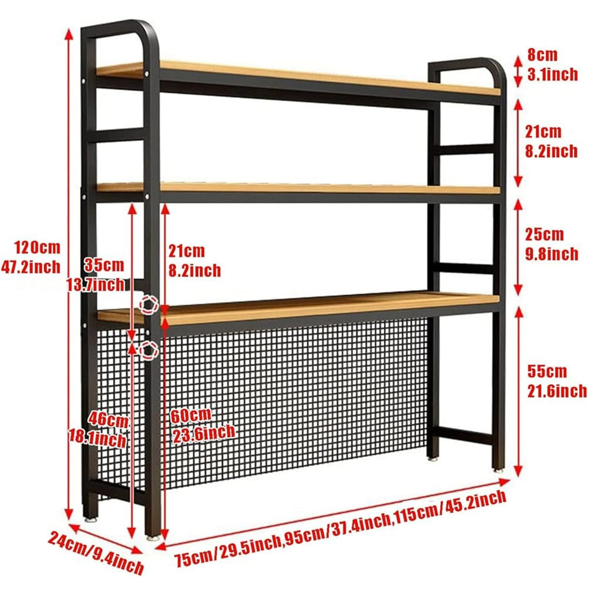 Adjustable 3-Tier Wooden Desktop Bookshelf Organizer Rack D600
