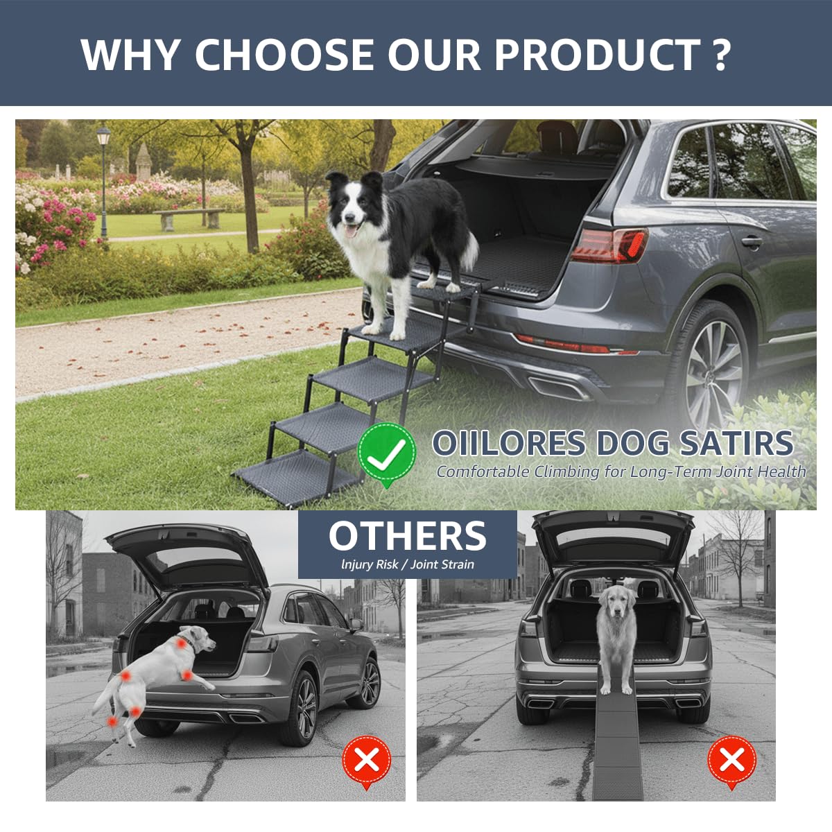 Foldable Dog Stairs 5 Steps Non-Slip E64322