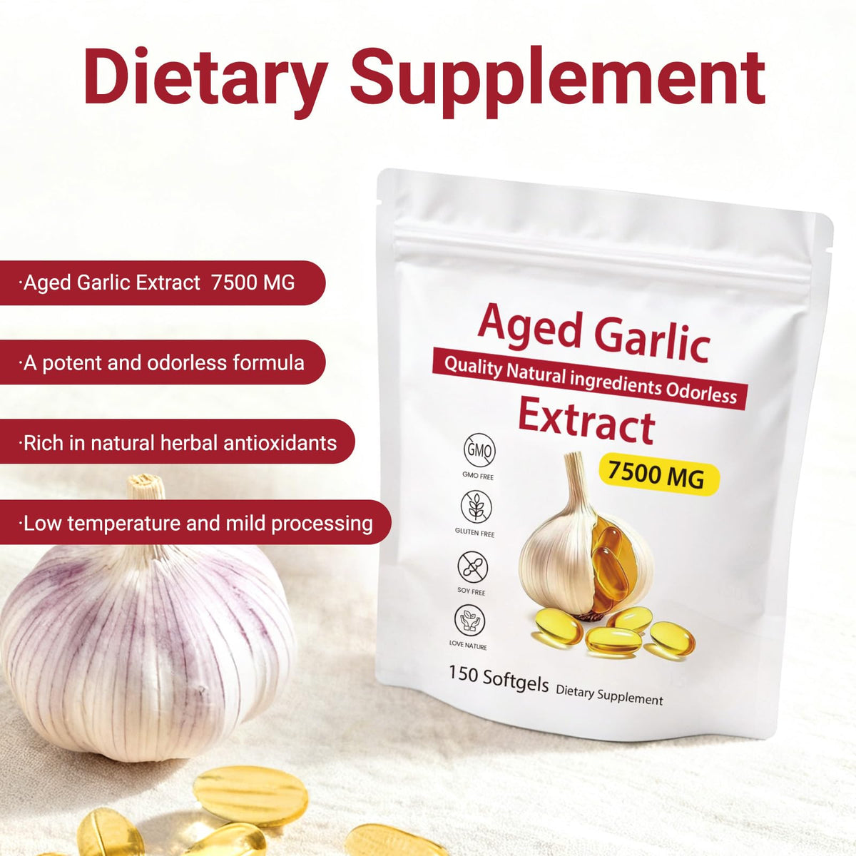 Odorless Aged Garlic Extract 7500mg Softgels H539903