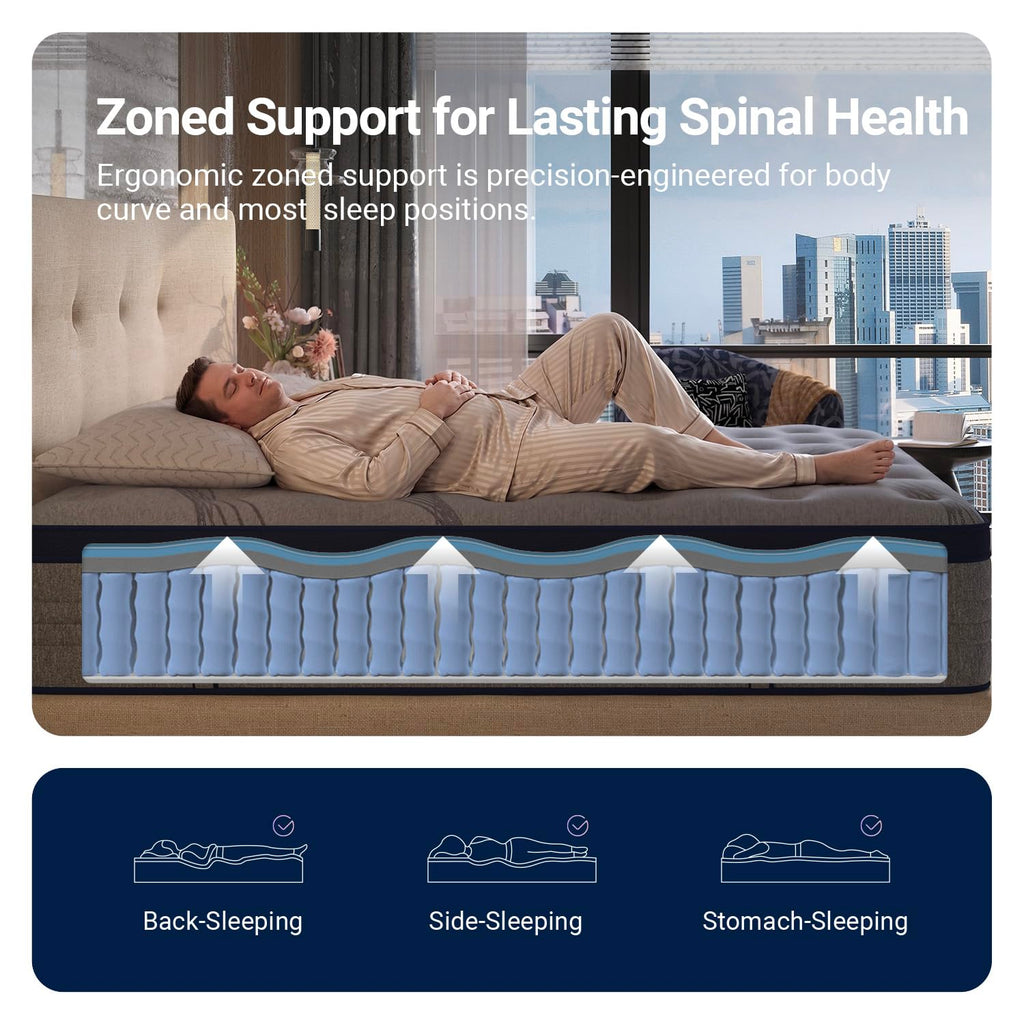 Queen 12 Inch Cooling Hybrid Mattress F3402