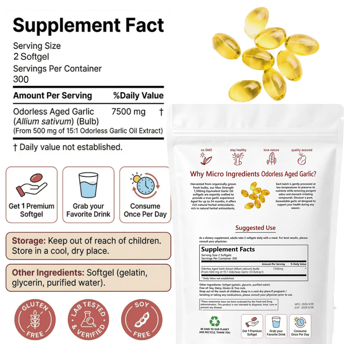 Aged Garlic Extract 300 Capsules M228985
