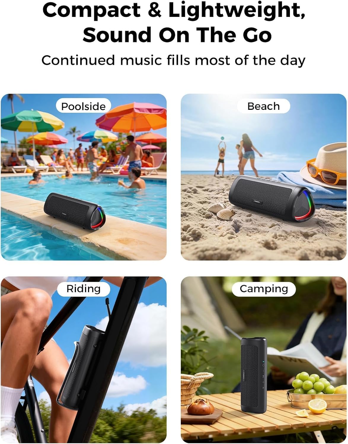 20W Portable Wireless Bluetooth Speaker, IPX5 Waterproof, Black F3313