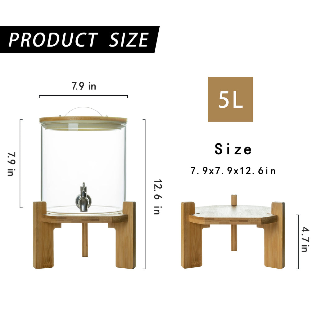 Glass Drink Dispenser with Stand, 1/2 Gallon Stainless Spigot W783