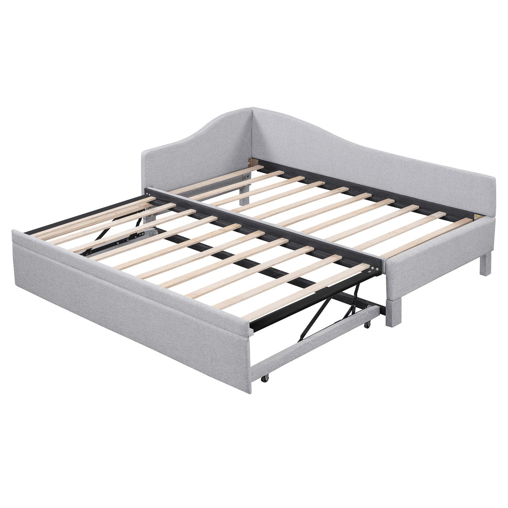 Twin Size Linen Upholstered Daybed with Pop up Trundle U552