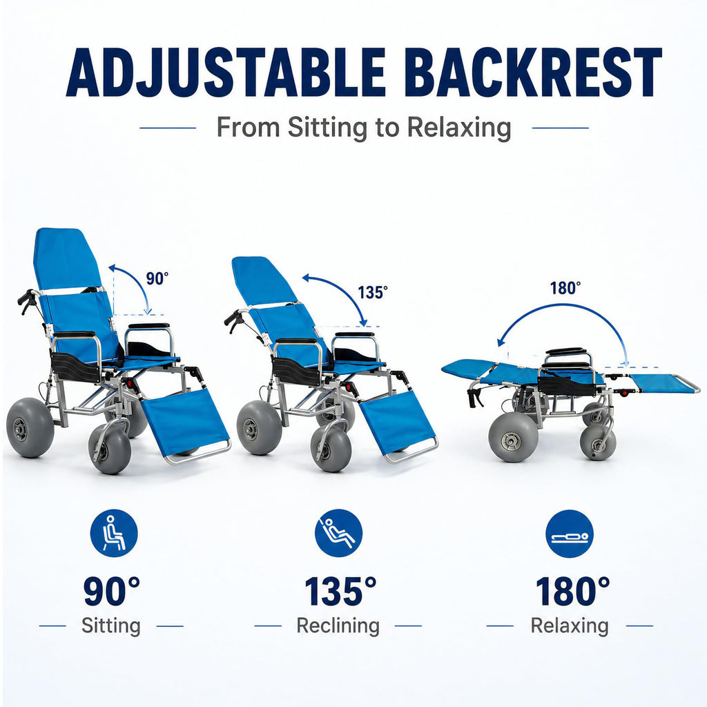 Beach Wheelchair with Balloon Tires W7372