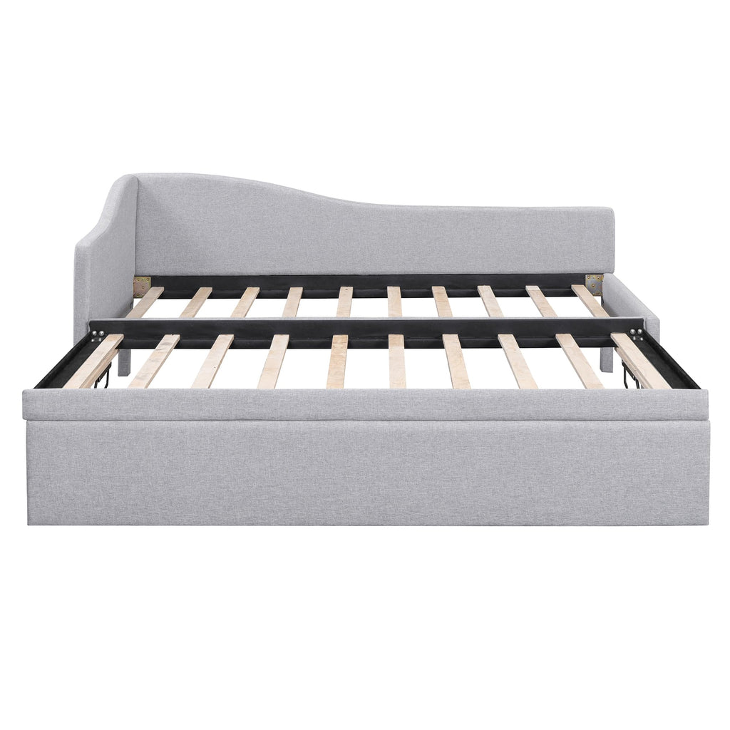 Twin Size Linen Upholstered Daybed with Pop up Trundle U552