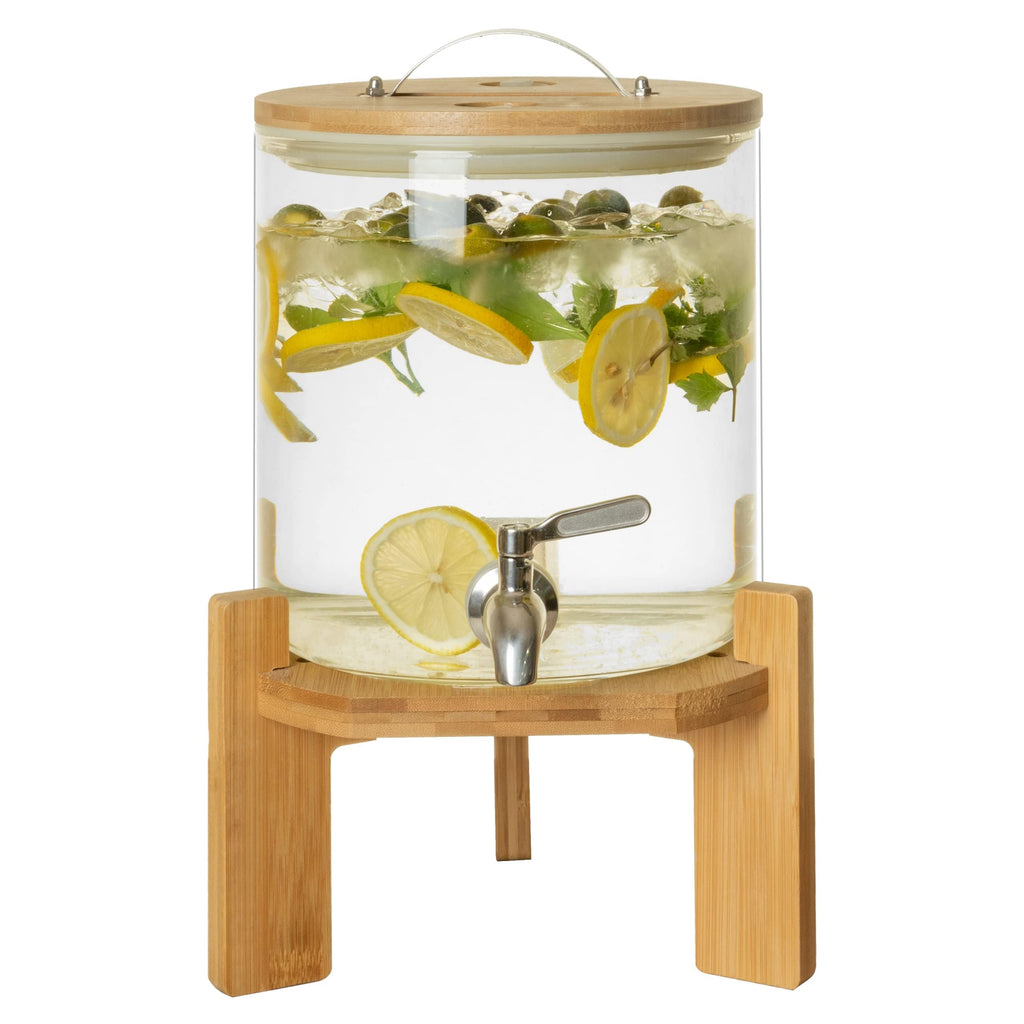 Glass Drink Dispenser with Stand, 1/2 Gallon Stainless Spigot W783