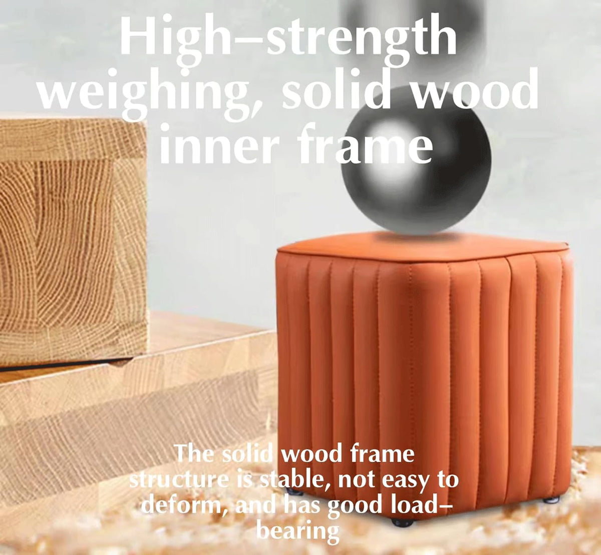 Leather Upholstered Square Footstool R748