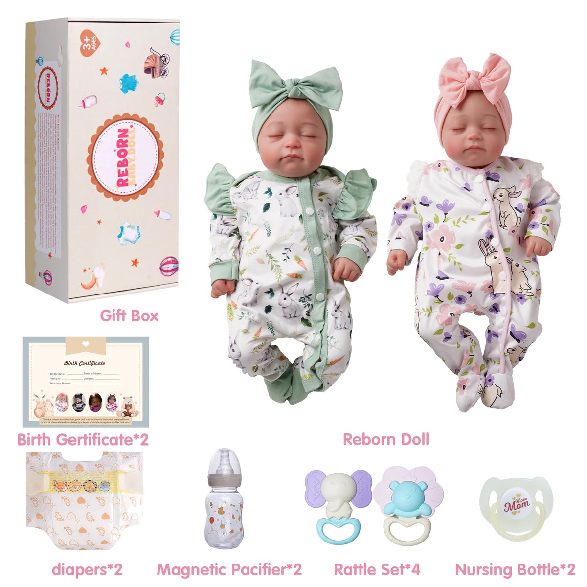 Lifelike Reborn Baby Dolls Twins 20 inch I905964
