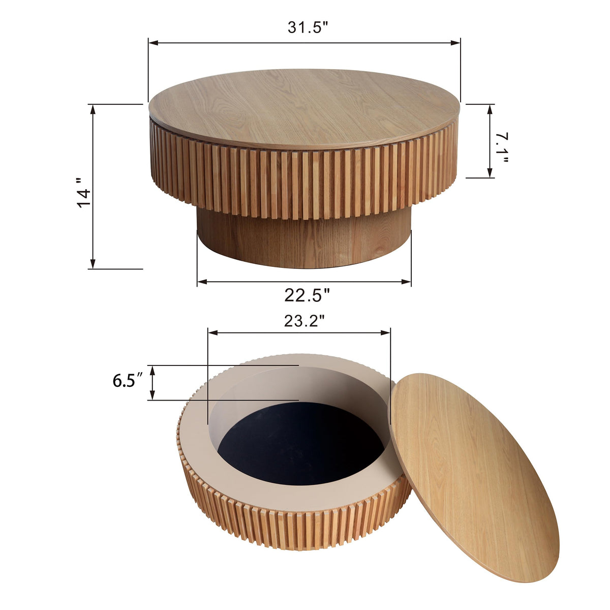 31.5'' Round Coffee Table with Storage E963808