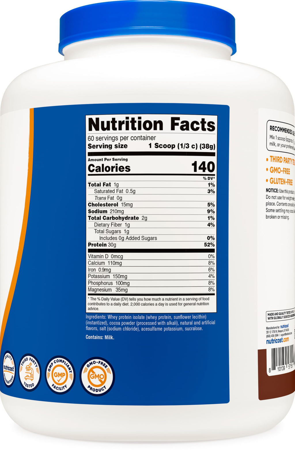 Whey Protein Isolate Powder Milk Chocolate 5LBS D7746
