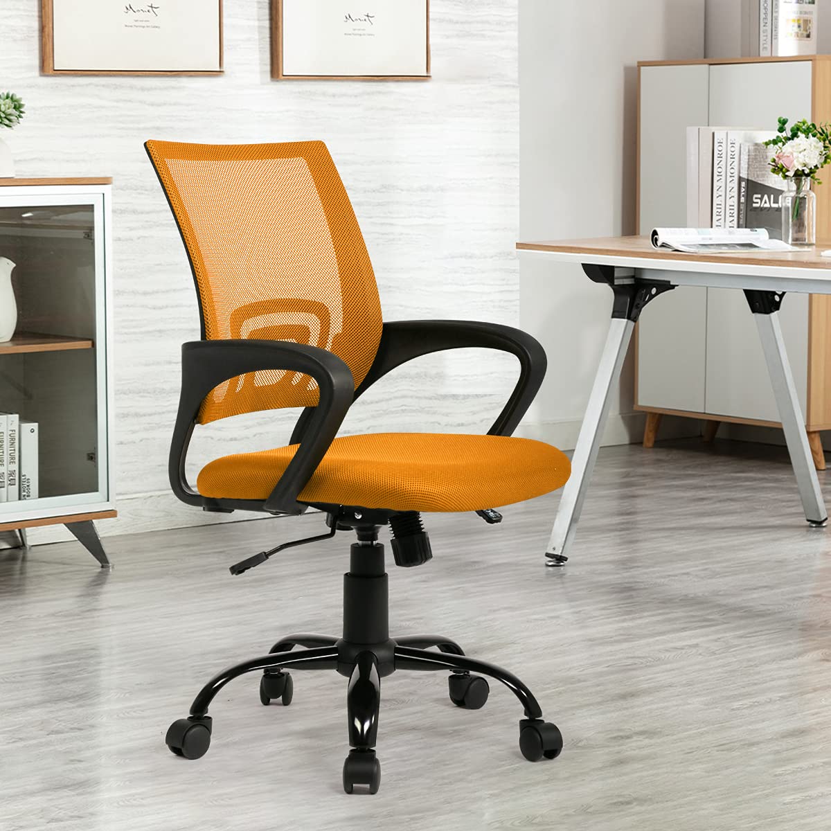 Orange Mesh Ergonomic Swivel Task Chair S80003