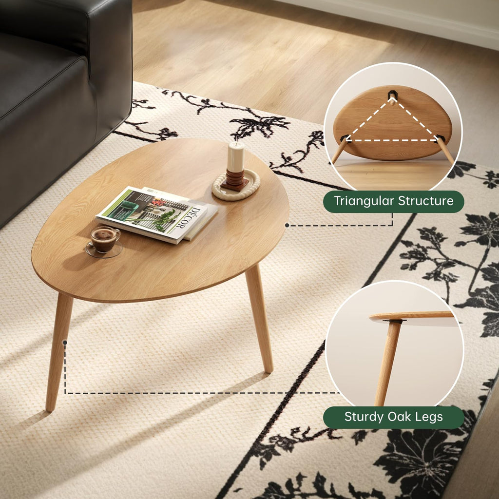 Small Oval Solid Wood Coffee Table P81374