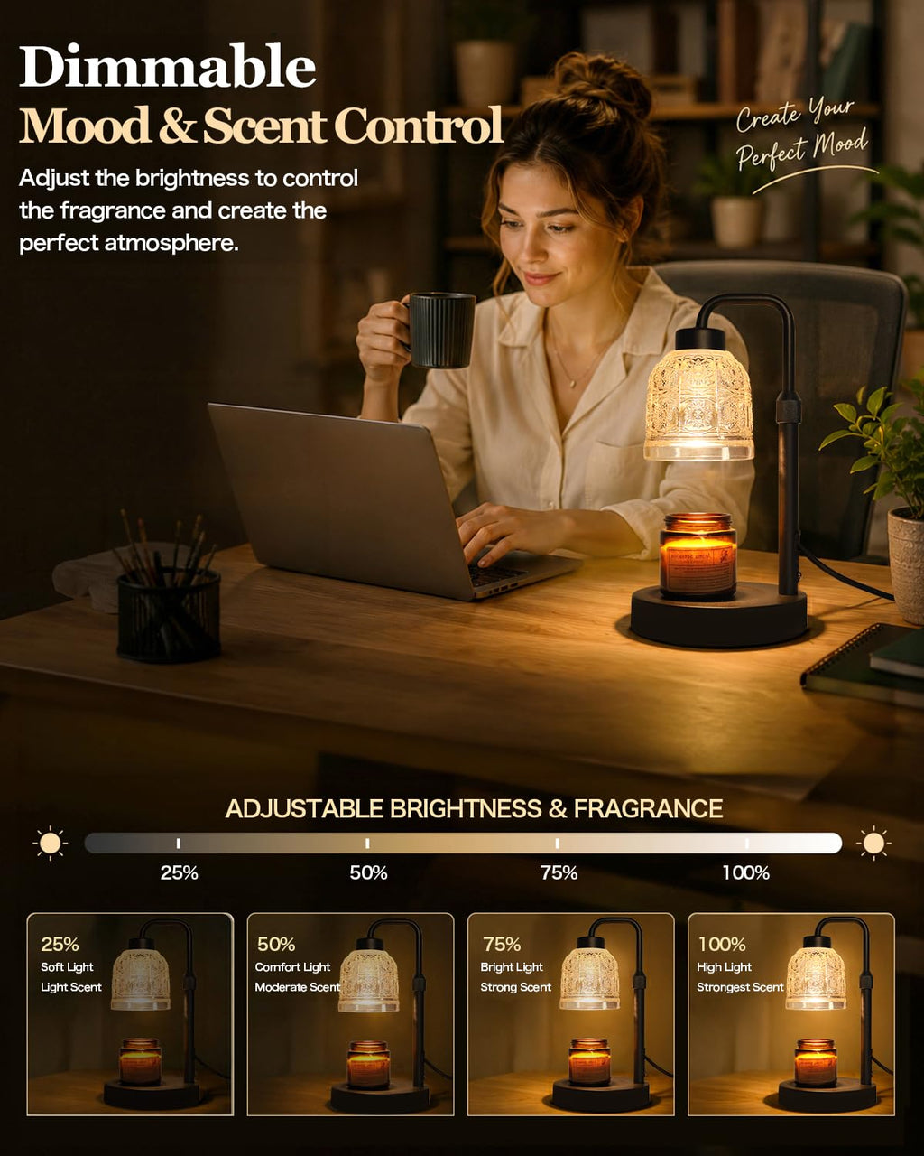 Candle Warmer Lamp with Timer, Gold R459