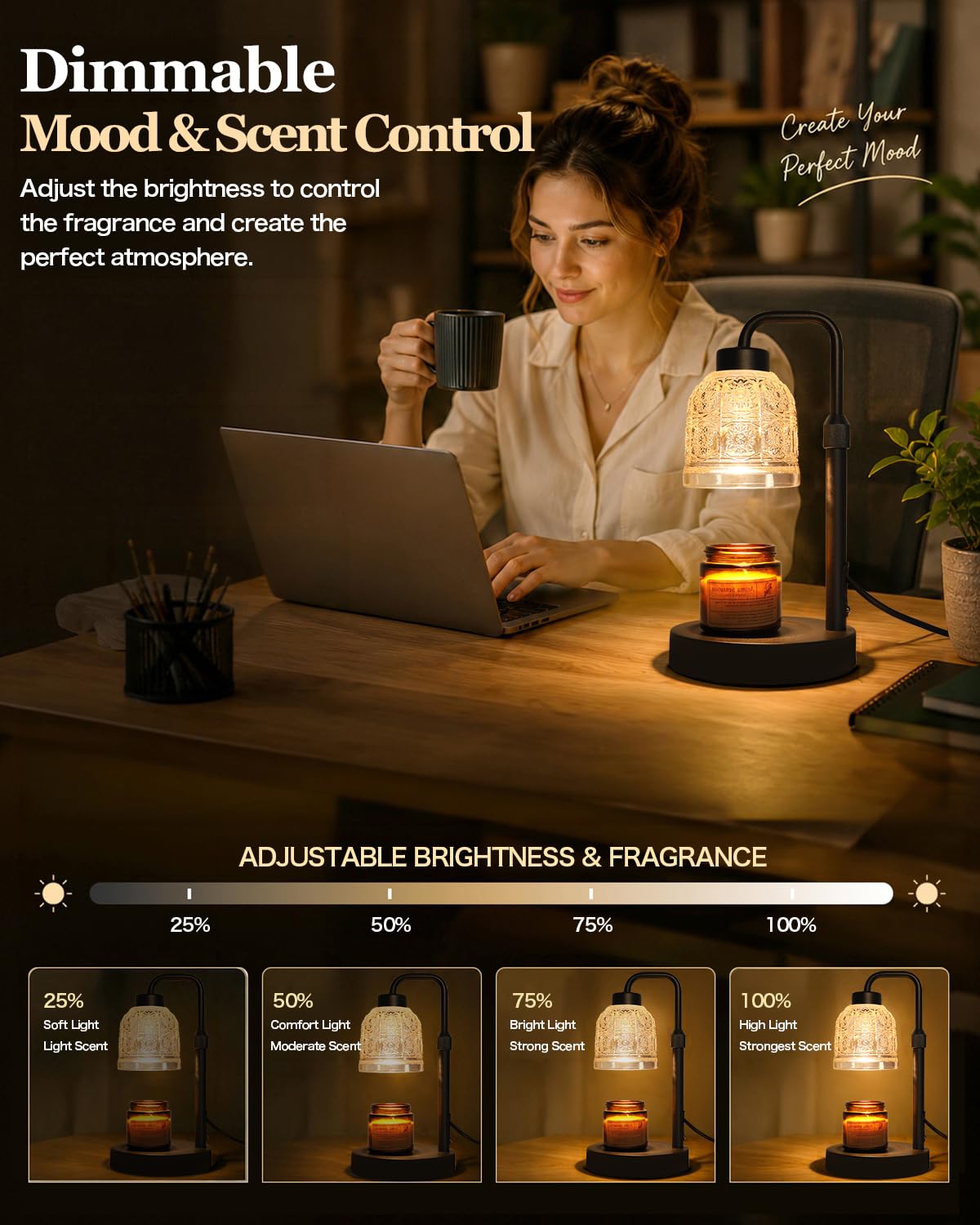 Candle Warmer Lamp with Timer, Gold R459