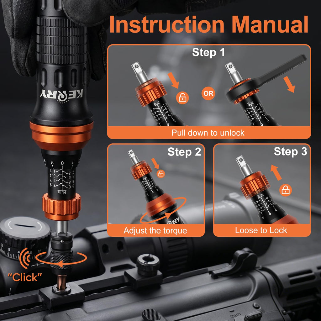 1/4 Inch Pound Torque Screwdriver Set, 10-80 In-Lb, 34-Pieces Bits R550